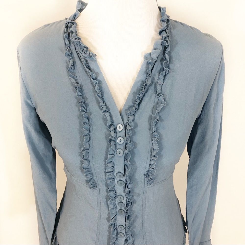 Chadwick’s sheer button up ruffle shirt size 10